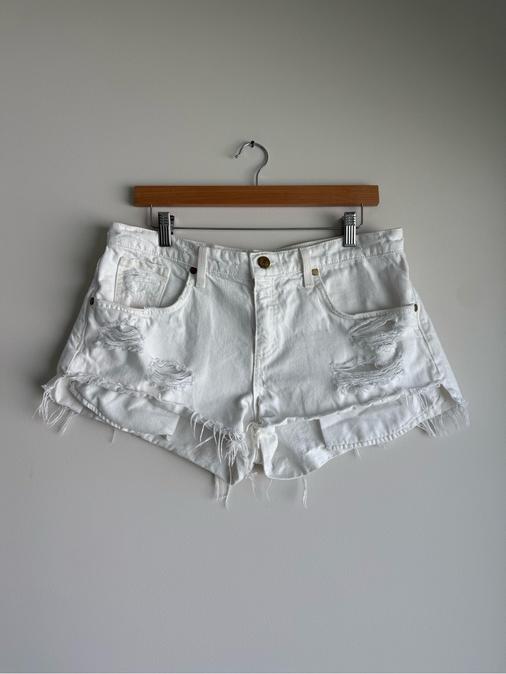 Ramy Brook Christy White Distressed Denim Shorts Size 30 Cutoff